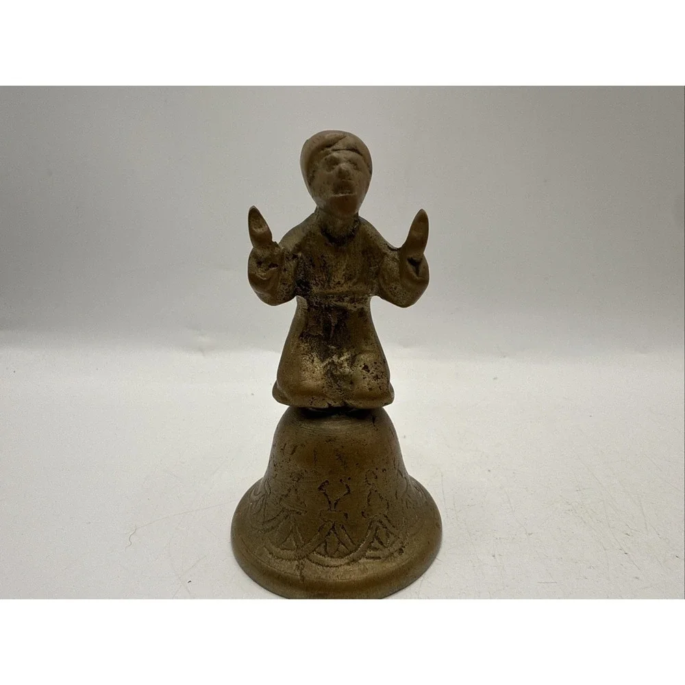 Vintage Antique Brass Bell Monk Priest Worship Prayer RARE